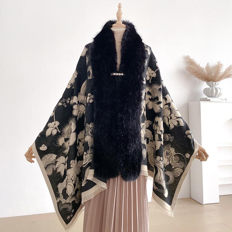 Two-Sides  Shawls Female Designer Women Winter Scarf Pashmina Flower Bufandas Foulard Warm Hijab Wraps Travel Stoles