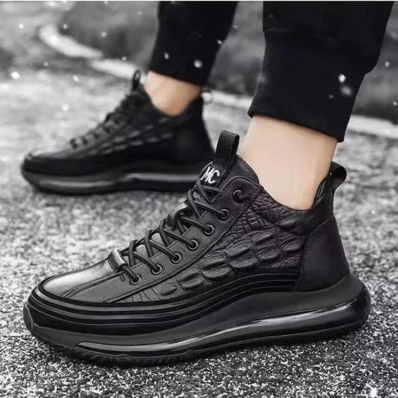 Erkek Ayakkabı Kalın Yaka Rahat Trend Ayakkabı Timsah Desen Moda Hafif Spor Ayakkabı Zapatillas De Hombre