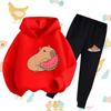 Autumn Winter New Capybara Cartoon Print Outfit Kids Hoodie Set Boys Girls 3-17 Casual Fashion Children's Set Trousers Pant Suit