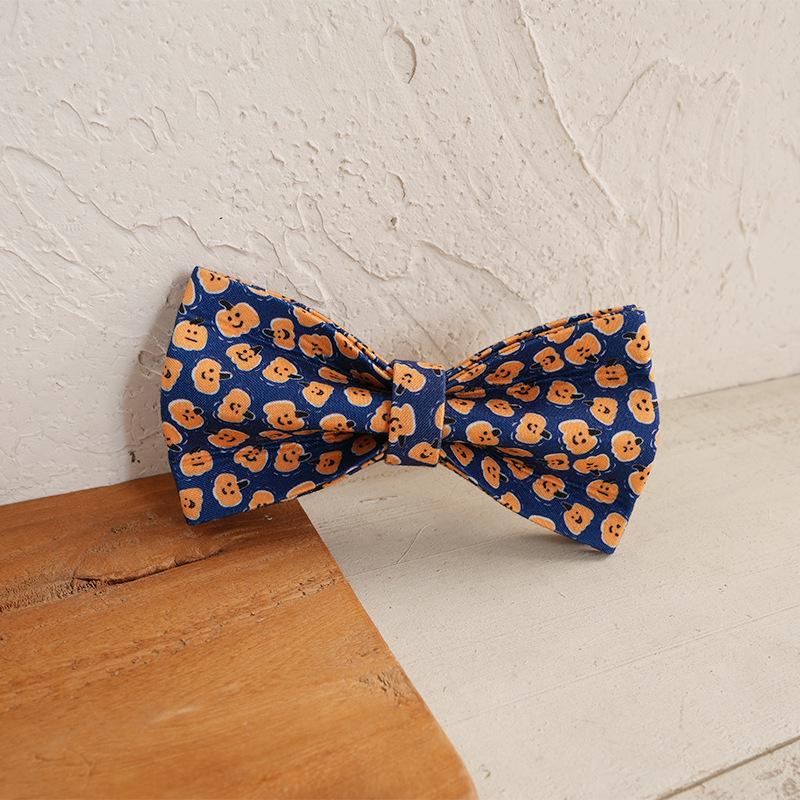 MUTTCO Fun Pumpkin Teddy Pet Collar with Creative Bow Tie UBT-223. L (11*6CM)