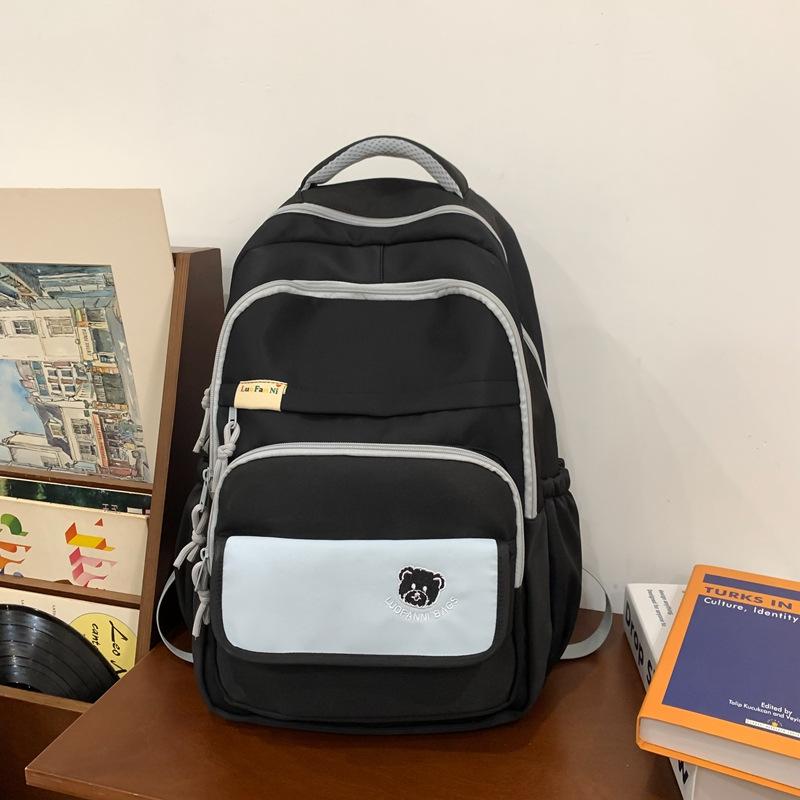 Middle School Student Korean Schoolbag High Value Girl Niche Design Contrasting Color Backpack High School Student Large Capacity Backpack Women