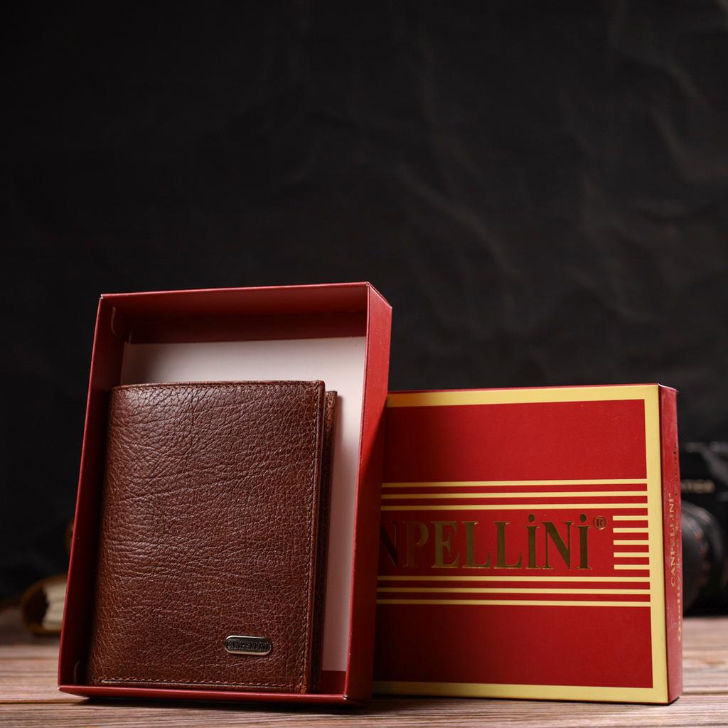 Zajímavá kompaktní peněženka pro muže vyrobená z pravé kůže CANPELLINI 21874 Brown