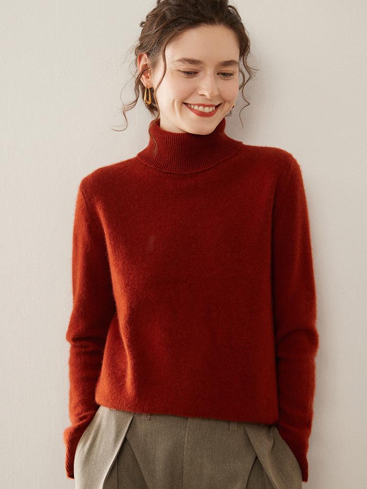 Women's Thickened Cashmere Knit Sweater: Long Sleeve, High Neck, Loose Fit Inner Layer for Autumn and Winter