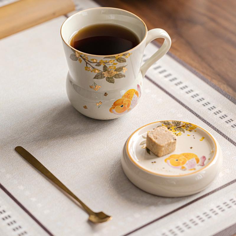 Wooden Grey Golden Guifu Carp Gourd Mug High Beauty Ceramic Home Coffee Cup Water Cup Personal Tea Cups Kitchen Dining Bar
