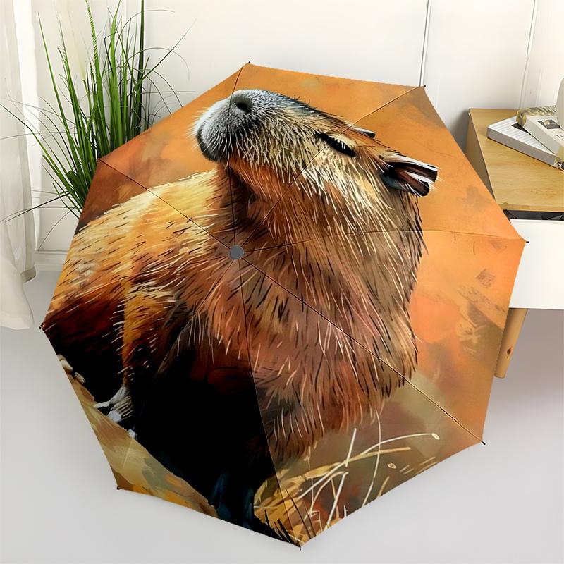 

Capybara Themed Travel Umbrella 8 Ribs Automatic Opening and Closing,Portable Folding Design,Compact and Stylish Umbrella Suitable for Out