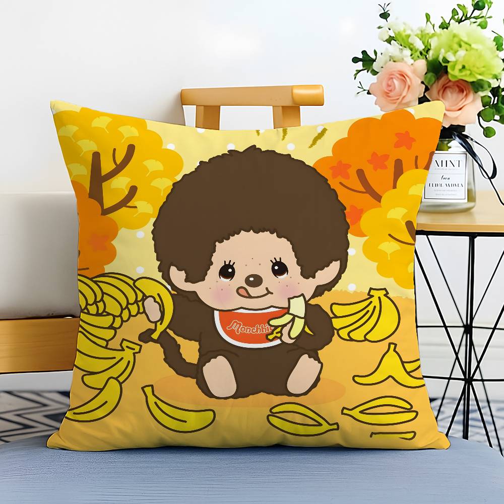 Cute Cartoon M-Monchhichis-MT Pillow Case Printed Brushed Fleece Pillow Baby Skin-Touch Eco-Friendly Dye-Sublimat