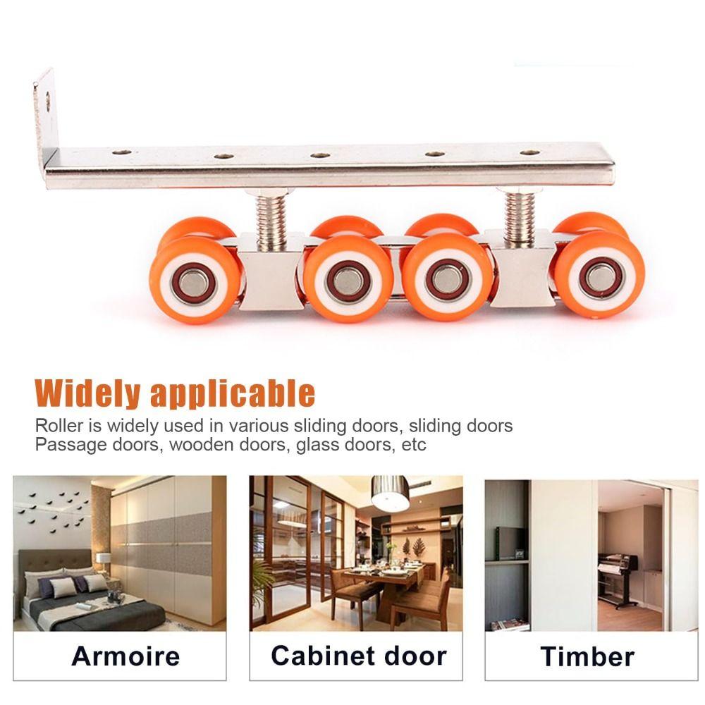 

2 PCS External Rail Sliding Door Kit Sturdy Easy To Use Sliding Door Track Load Capacity Wheel Runner Sliding Door Carriage Orange