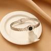 Htpwe Stainless Steel Roman Numeral Love Black Shell Bracelet For Women 18k Gold Plated Couple Holiday Gift Bracelet Zircon