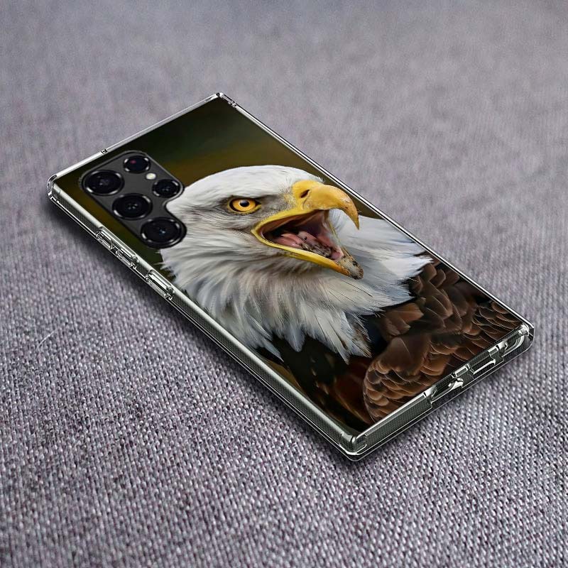 

Majestic Eagle Gaze Phone Case For Samsung Galaxy S24 S23 S21 S20 FE S22 S26 Ultra S25 Edge S10 Plus Cover Clear TPU Capa Shell Samsung S26 5G