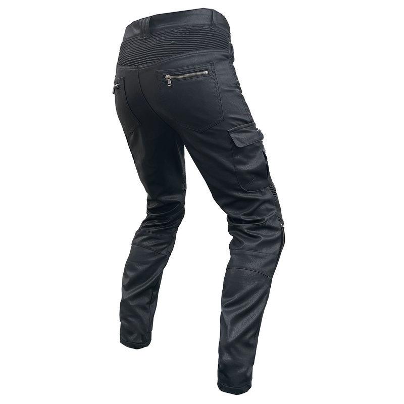 New product locomotive rider straight cycling pants anti-drop pants motorcycle waterproof windproof leather pants multi-bag overalls