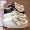 Women Wear Fashionable Thick-soled Cotton Shoes with Belt Buckles and Fleece for Warmth On The Outside