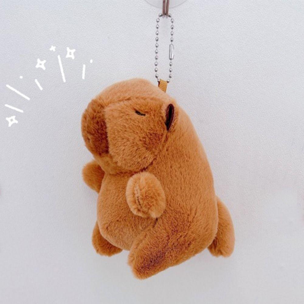 Soft Stuffed Tail Wagging Capybara Keyring Kawaii Capybara Doll Pendant  Kids Toy Gift