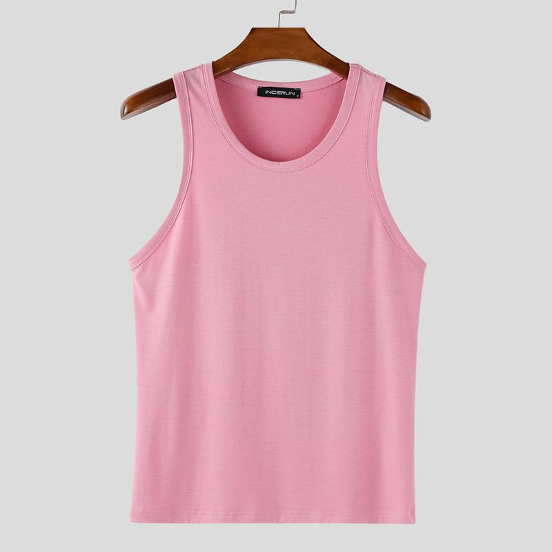INCERUN Sommer Herre Rund Hals Ensfarget Sport Fritid Tanktopper Undertrøyer
