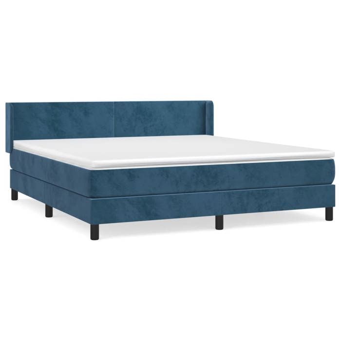 3130857 vidaXL Divan Bed and Mattress Dark Blue 180x200cm Velvet