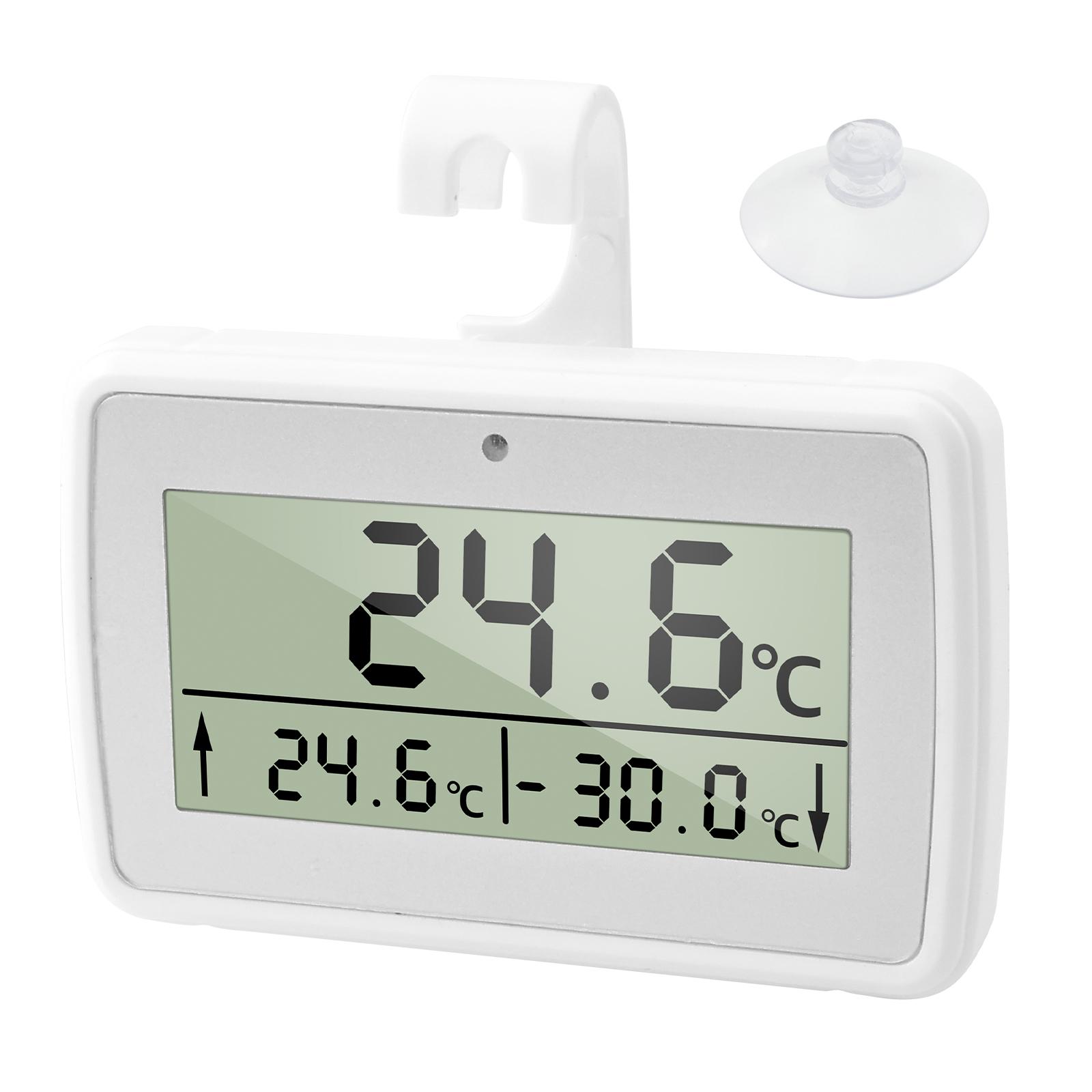 

Термометр для холодильника с ЖК-дисплеем, будильником, бытовой метеостанцией для измерения температуры и влажности, водонепроницаемый, подвесной для морозильника/холодильника белый