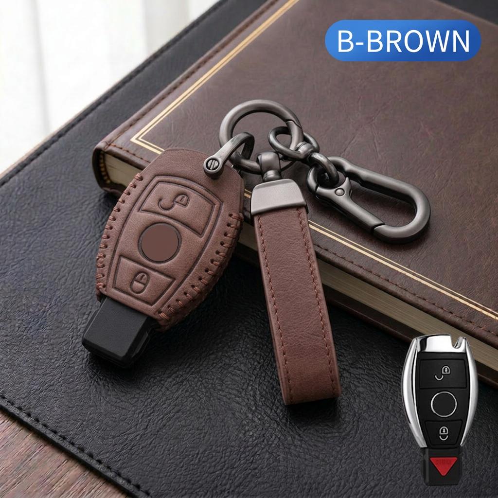 Leather Car Key Fob Cover For Mercedes Benz W203 W204 W211 W221 W245A C E S CLK GLK Vito Sprinter SLK Key Protective Case Shell