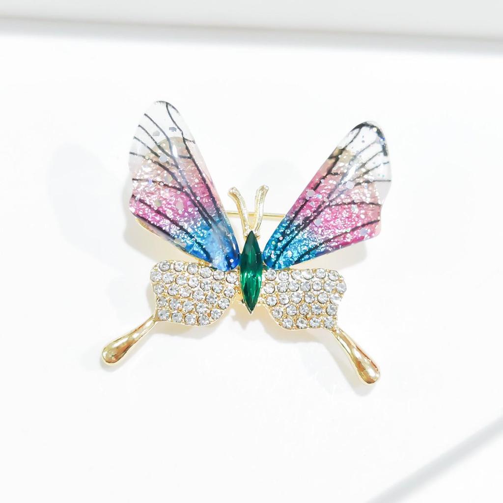 Elegant Retro Crystal Enamel Butterfly Brooch for Women