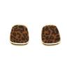 High-End Brown Geometric Leopard Print Stud Earrings - Minimalist Luxury Design