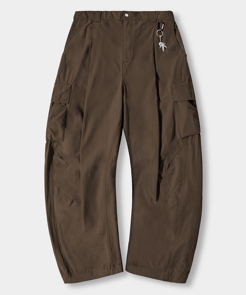 Dimiteulibeullaeg [Summer] Vlad Curved Elastic Waist Cargo Pants_Brown