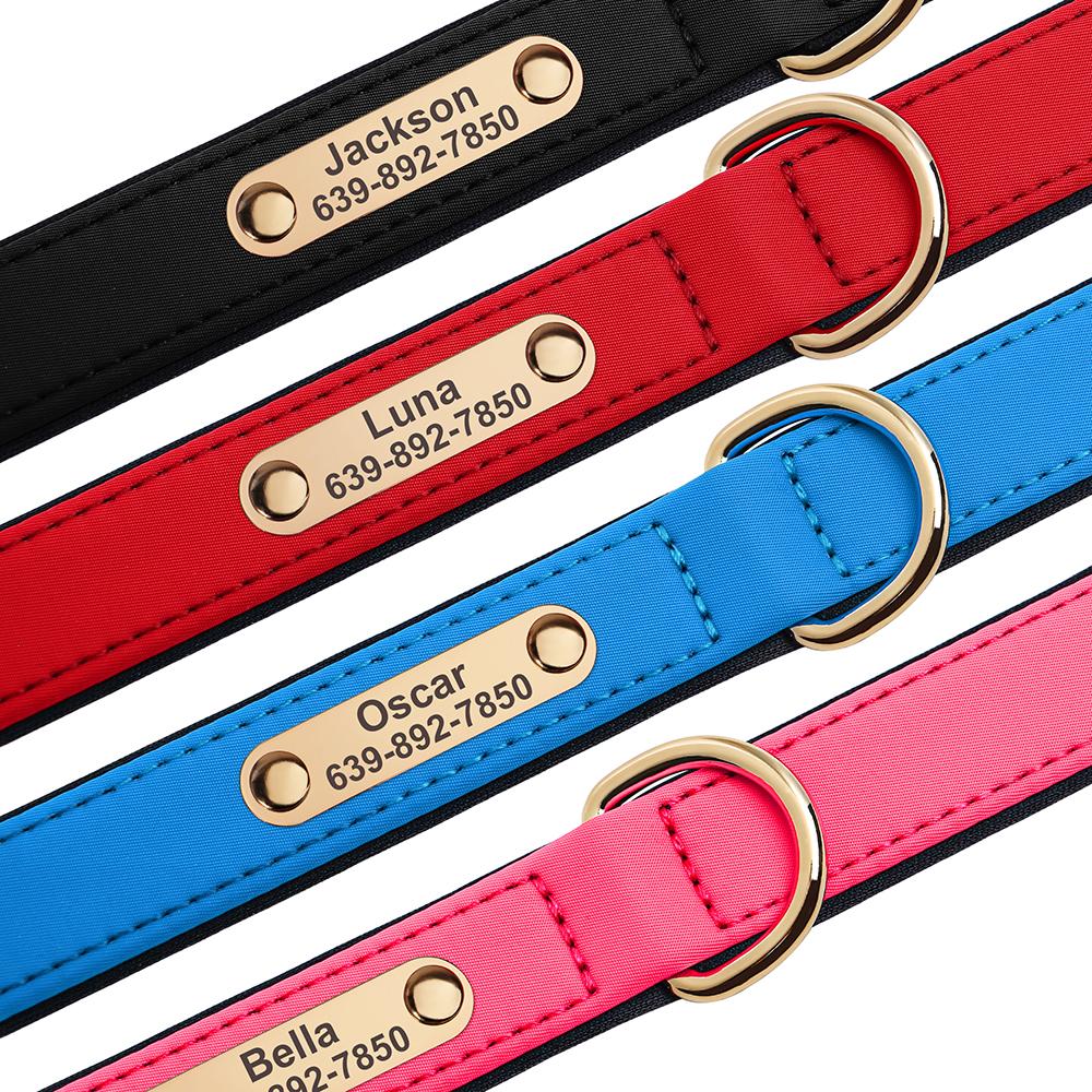 Custom Dog Collar Waterproof Nylon Dog Collars Soft Padded Puppy Pet Necklace for Small Medium Dogs Chihuahua Pug Breathable