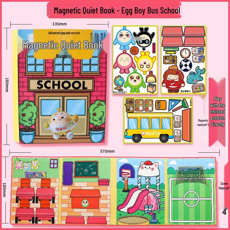 

Новая магнитная тихая книжка-яйцо с наклейками - игрушка школьный автобус для мальчиков и девочек