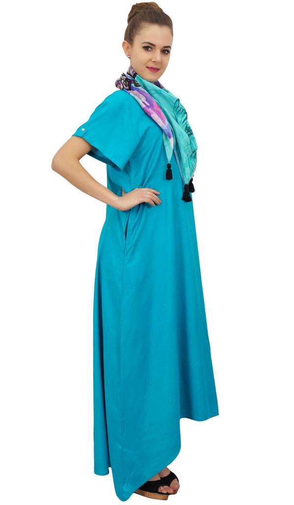 Bimba Women's Asymmetrical Hem Black Summer Maxi Pockets Dress With Scarf-10