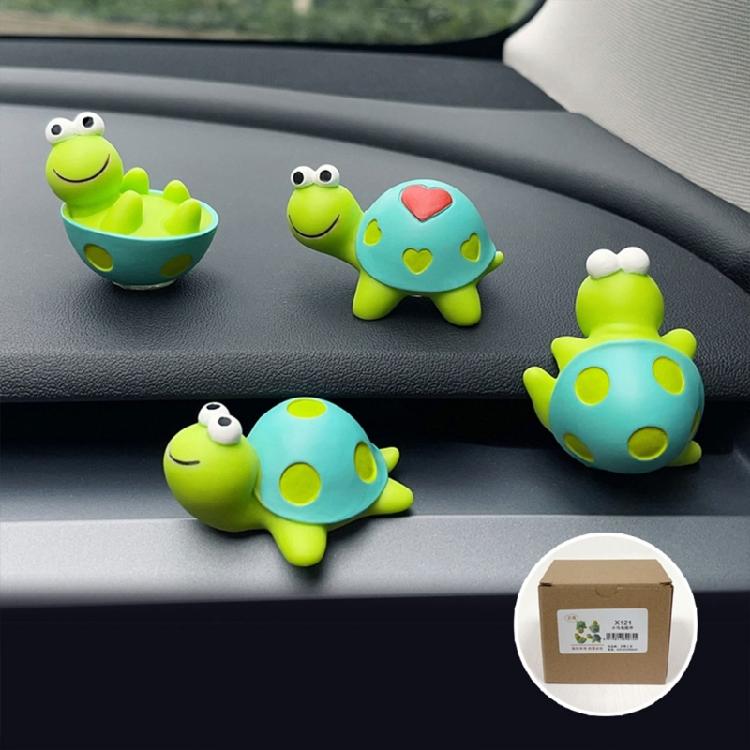 4PCS Lovely Turtles Resin Statues Miniature Resin Turtles Figurines for Car Dashboard and Indoor Display