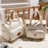 Embroidery Baby Diaper Organizer Korean Style Quilted Embroidered Shoulder Bag Mummy Bag  Outdoor