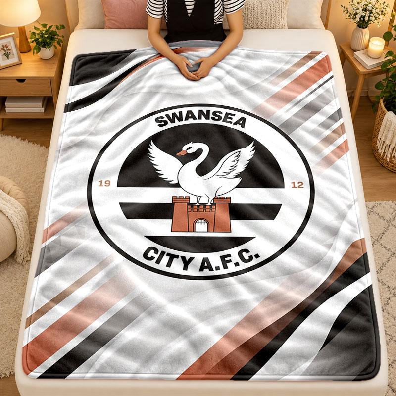 Flannel BlanketSwansea City Warm Soft Throw Blanket for Indoor Sofa Bed Living Room Use