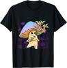 Cute Mushroom Holding Flowers Graphic Tee Goblincore Aesthetic Cottagecore Style T-Shirt