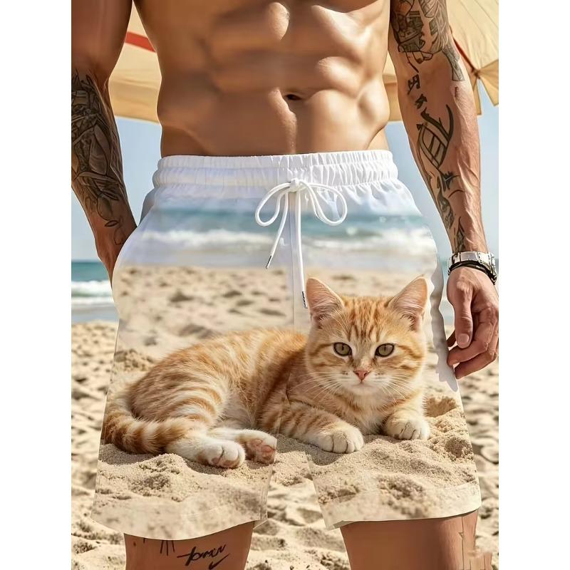 Summer Men's 3D Printed Beach Shorts Fashion Versatile Trend Breathable Casual Vacation Style