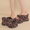 Fashion Leopard Fashion Super High Heel Flip-Flops Women's Summer New Round Toe Platform Heightening Non-slip Cool Slippers