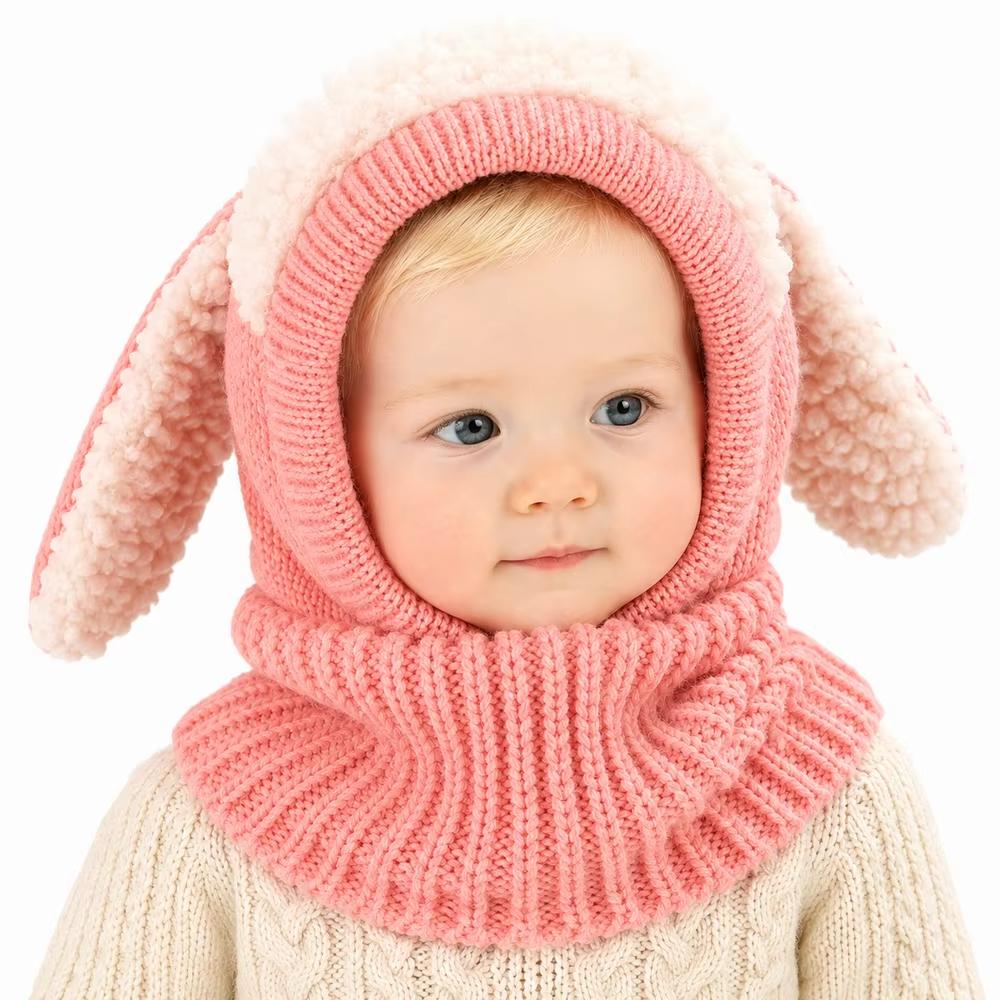 Plush Fabric Baby Shawl Cartoon Puppy Hood Scarf Soft Touch Toddler Cloak Outdoor Wear