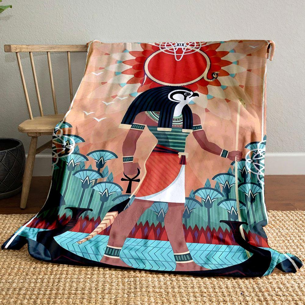 

Egyptian Deity, Sun Symbol, River Scene bedroom Blanket for Livingroom Couch lunch break Soft throw for Friend s festival Gift 80cm x 120cm