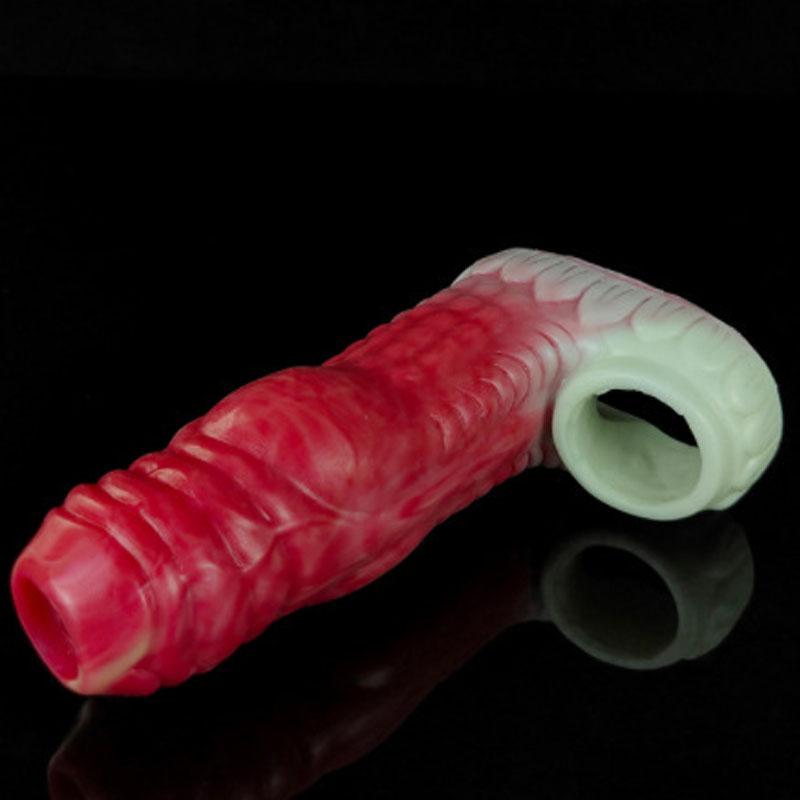 Bărbați purtând mânecă de vibrator din silicon Dildo pentru bărbați mânecă Wolverine mânecă pentru penis mai lungă mărită Jucării sexuale pentru adulți