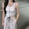 Women Fashion Black White Tops Sleeveless T-shirts For Girls Y2K Tops Leisure Female Casual Vest