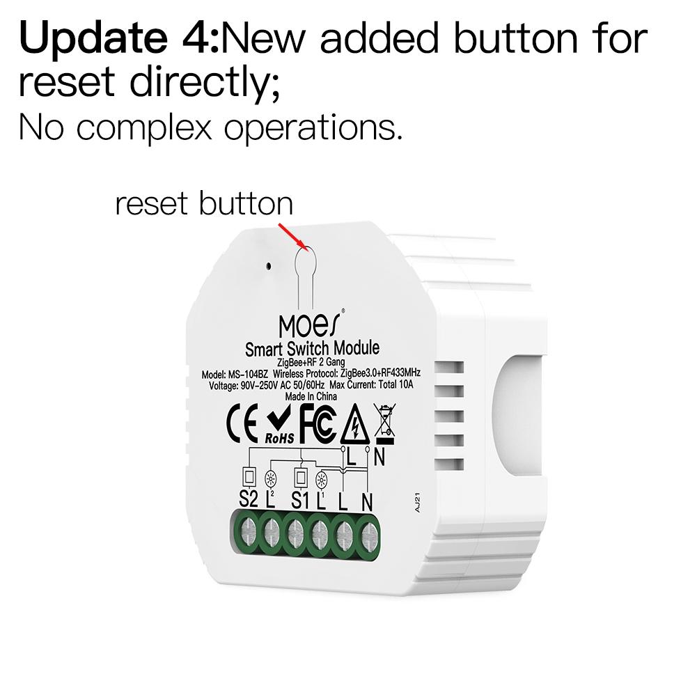 MOES Mini Smartlife Wireless Remote Tuya Zigbee 3.0 RF 433 Smart Wall Light Switch Relay Module
