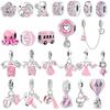 Copper Puppy Girl Car Pink Series Charms Beads Fit Original Pan Bracelet Bangle High Quality Diy Jewelry For Womens