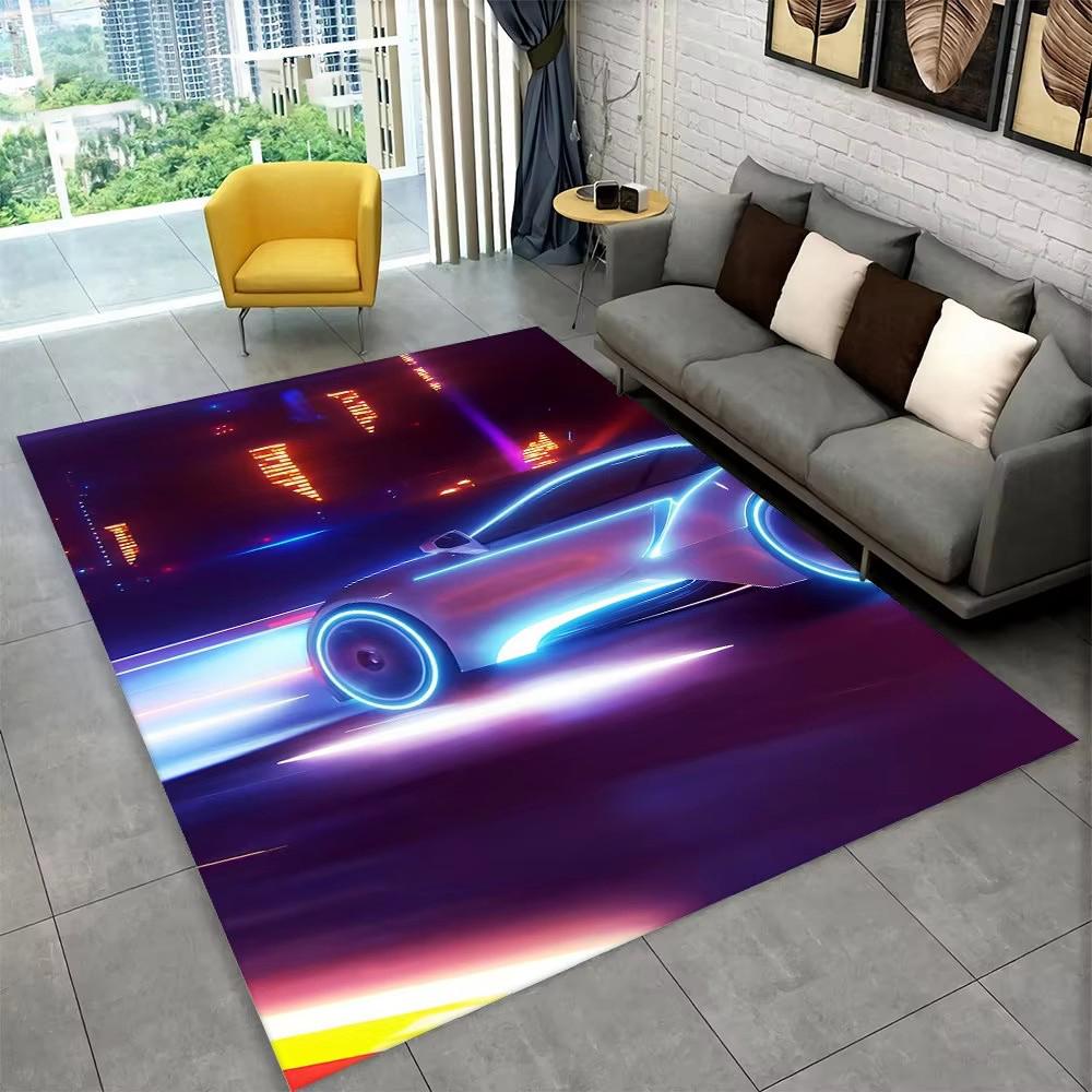Racing Sports Car Area Rug Large,Carpet Rug for Home Living Room Bedroom Sofa Doormat Decor,Kid Paly Kitchen Non-slip Floor Mat