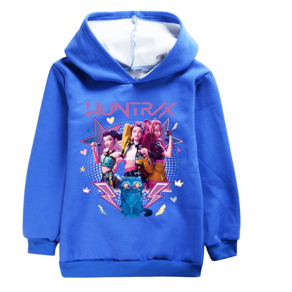 4983 Casual Girls Kpop Rumi Zoey Mira Print Long Sleeves Velvet Warm Hoodie