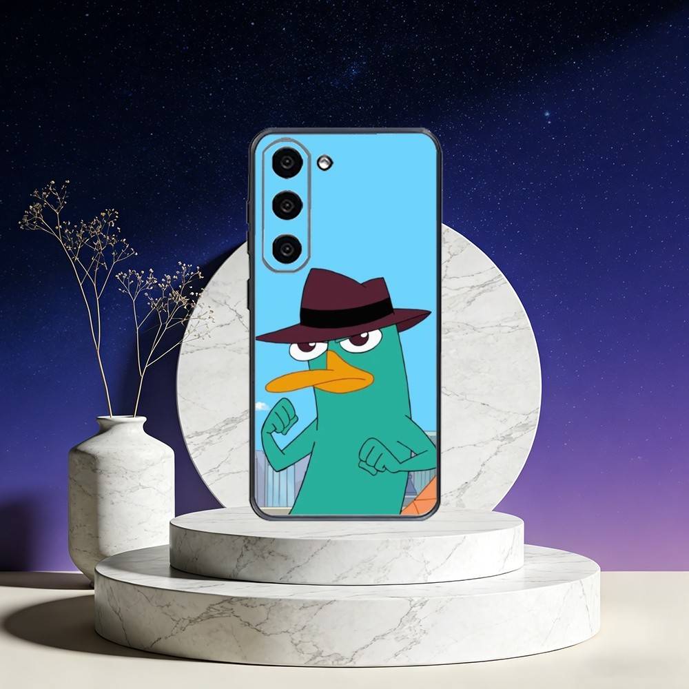 

cute Cartoon Perry The P-Platypus Phone Case For Samsung Galaxy A73,A72,A71,A70,A53,A52,A51,Others Soft Black Cover Samsung a22 5g