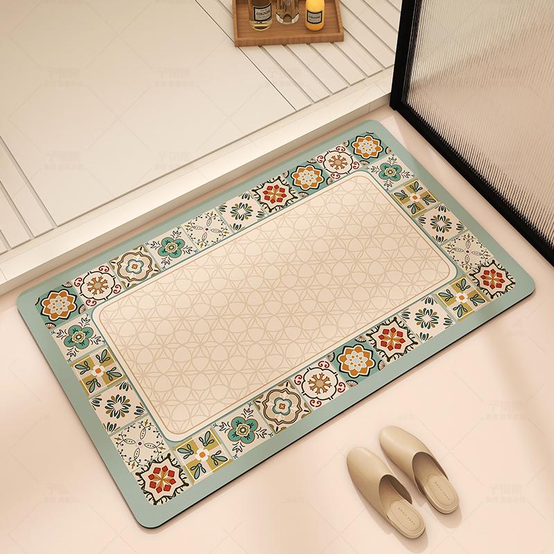 Bathroom Absorbent Floor Mat, Diatom Mud Quick-drying Mat, Toilet Door Carpet, Toilet Anti-skid and Anti-drop Foot Mat