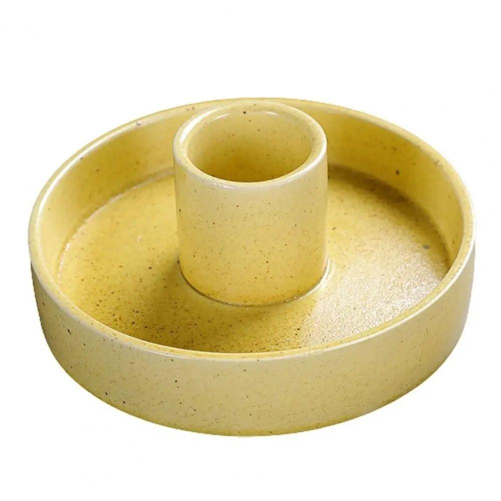 

Minimalist Ceramic Candle Holder Easy To Clean Palo Santo Incense Burner Exquisite Made Stand for Scent Wood жовтий