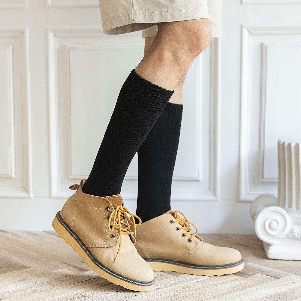 3 Pars Men's Winter Thick Warm Knee-High Cotton Socks - High-Quality Long Black Casual Fashion Socks for Cold Weather