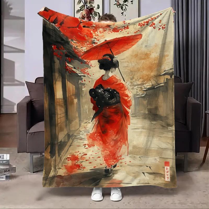 8 Größen Japanische Geisha Flussbedruckte Decke Warm Weich und Bequem Haus Reise Decke Sofa Bettwäsche Bezug Decke Kinder Geschenk