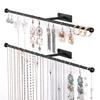 Black Wall Mounted Jewelry Storage Rack Pack of 2 : 12.6-inch Necklace Rack with Screws for Earrings Bracelets Rings Hair Rings Glasses