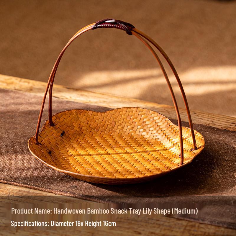 Song Style Bamboo Woven Small Snack Tray: Chinese Tea, Fruit Plate, Wedding Ornament