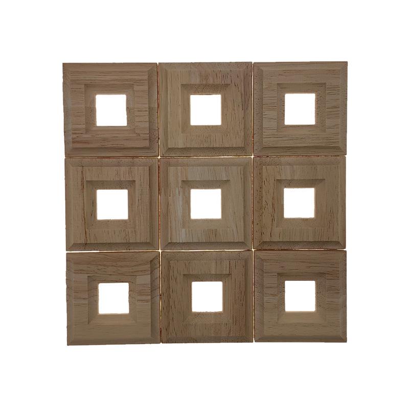 Europäische quadratische Wanddekoration aus massivem Holz, geschnitzt