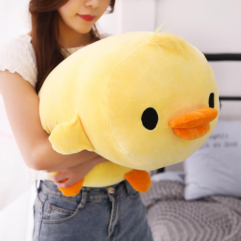 Cute Down Cotton Lying Duck Stuffed Yellow Duck Plush Toy Soft Children Pillow Cushion Nice Christmas Gifts for Girls Room Decor