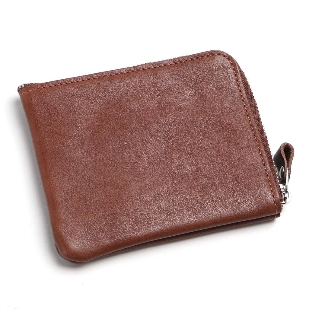Leather Craftsman RefineII Münzetui Echtleder Tochigi Leder Reißverschluss L Typ Münzbörse RF004 BR Herren (Café Brown)